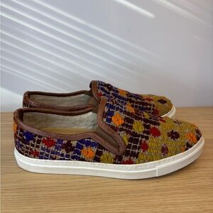 Res Ipsa Colorful Vintage Kilim Rug Patterned Slip-On Sneakers Made in Turkey
